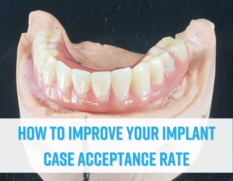 An image of a dental implant with text which reads "how to improve your implant case acceptance rate"